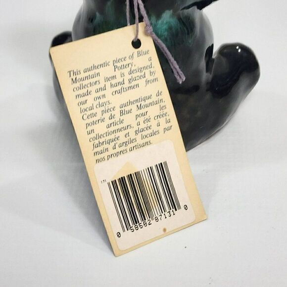 Blue Mountain Pottery 5" Green Drip Glaze Teddy Bear w Sticker Tag Canada - Picture 3 of 8